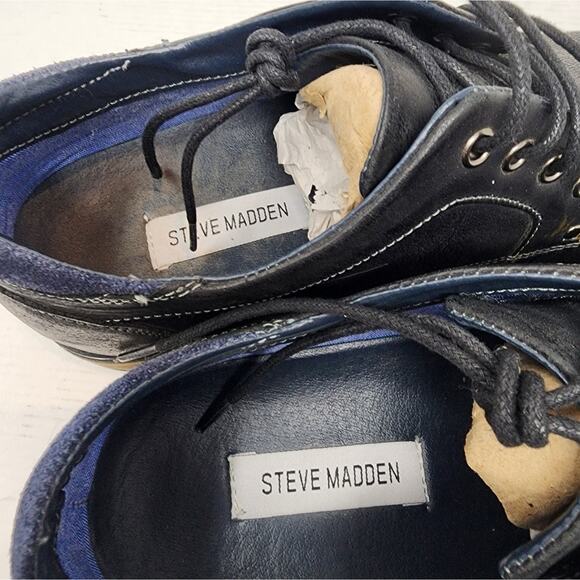 Steve Madden Lupo Men's Black Dress Shoes Leather Lace Up Shoes Men' Size 11.5 - Picture 10 of 12